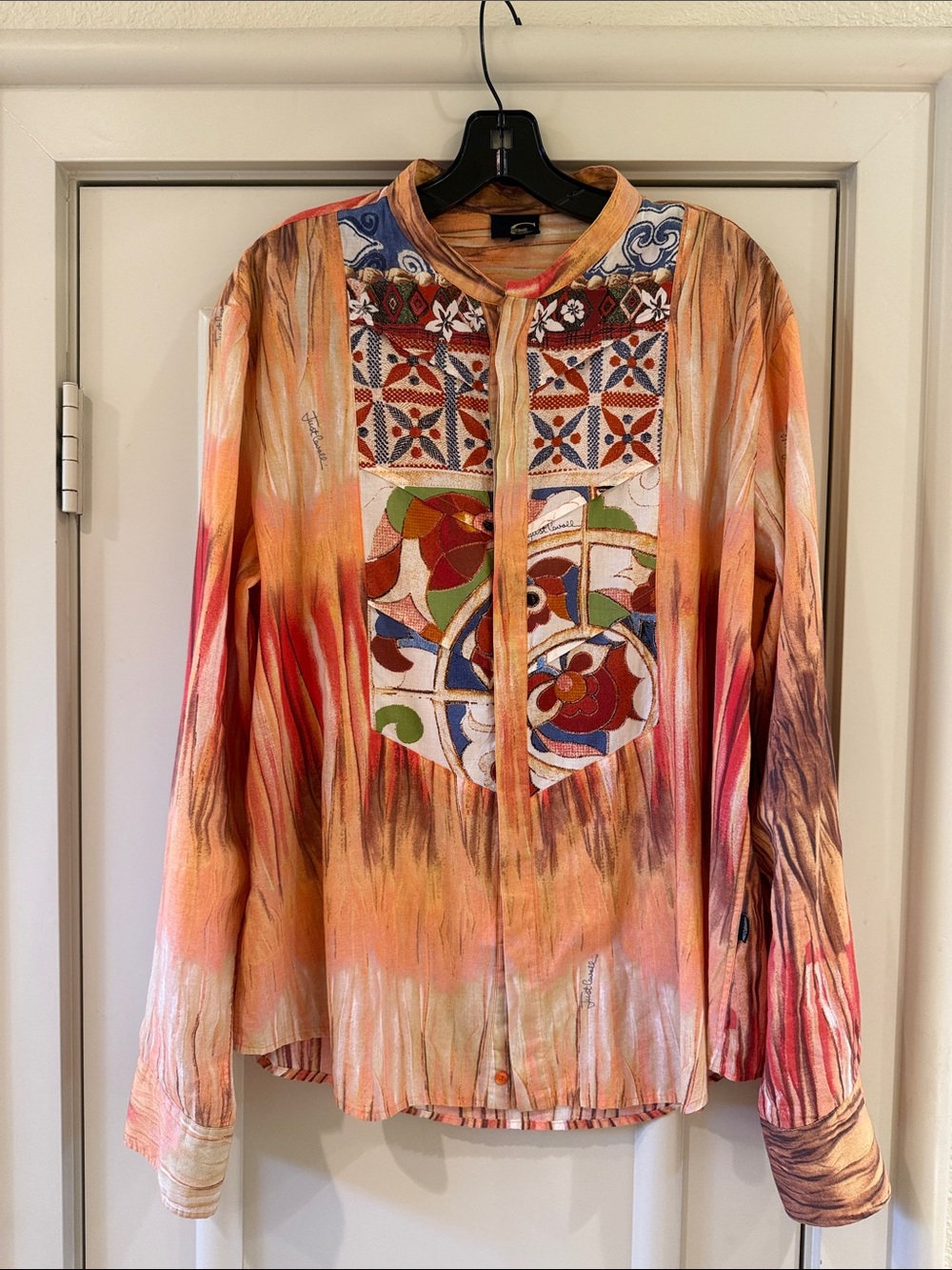 Just Cavalli Striped Orange and Gold Top